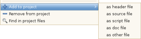 Geany Project Manager menu edycji