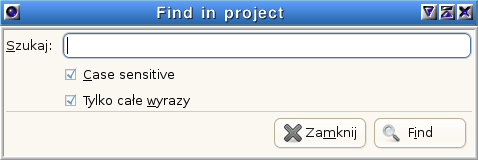 Geany Project Manager wyszukiwanie