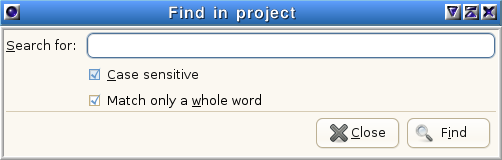 Geany Project Manager searching