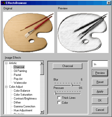 Okno Effects Browser