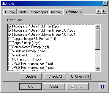 Options - Extensions